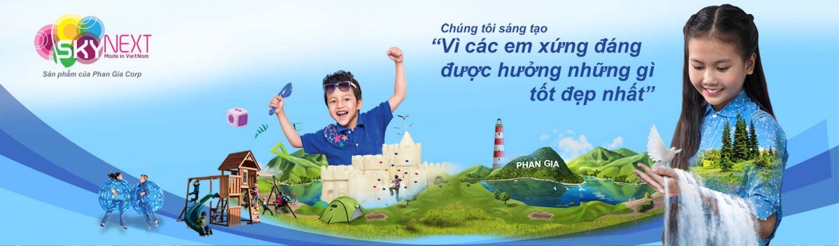 Bản Tin SkyNext: Tin Tức, Hoạt Động Và Góc Tư Vấn 10 Banner SkyNext: khu vui chơi trẻ em với cầu trượt, lâu đài leo tường, bubble ball, khung cảnh thiên nhiên