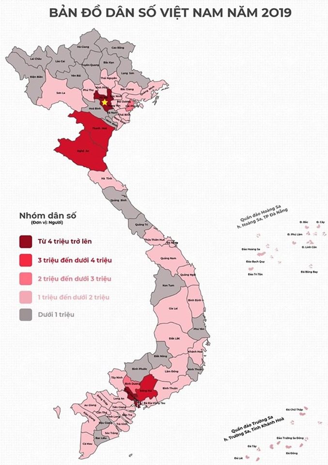 Bảng xếp hạng dân số các tỉnh thành Việt Nam 2024