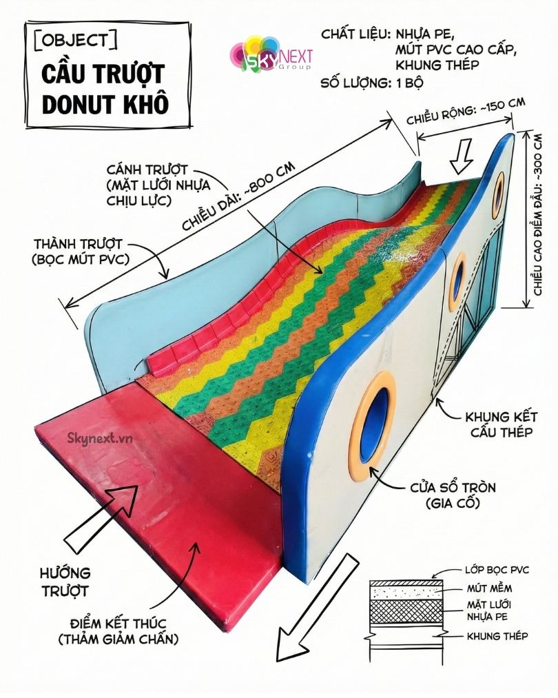 Cầu trượt phao khô