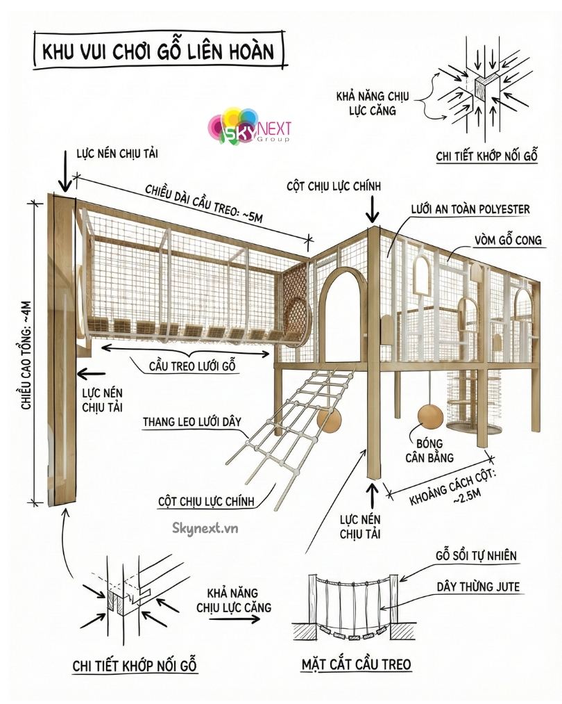 Khu chơi gỗ liên hoàn