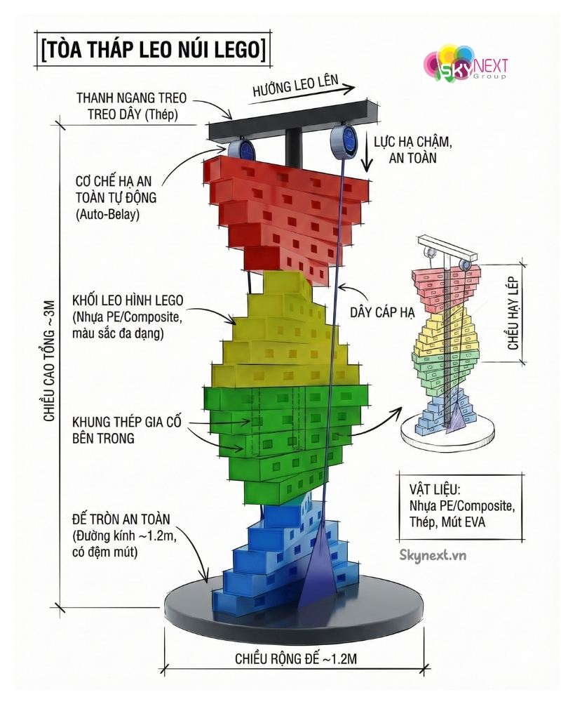 Tường leo núi ADN xoắn trò chơi độc đáo