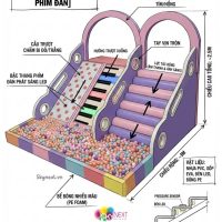 Cầu trượt và bể bóng phím đàn