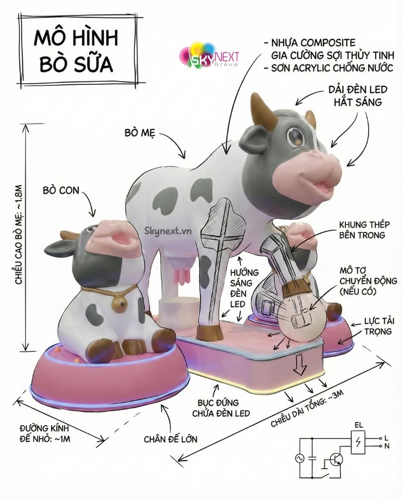 mô hình bò sữa