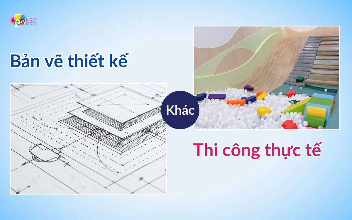 Không đồng nhất giữa bản vẽ thiết kế và công trình hoàn thiện