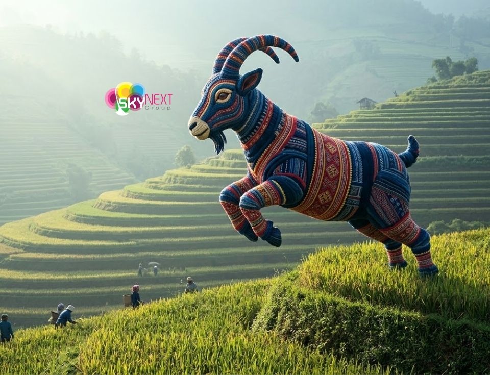 Linh vật Dê núi dân tộc Việt Nam thổ cẩm