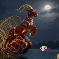 Linh vật dê composite sơn son thếp vàng