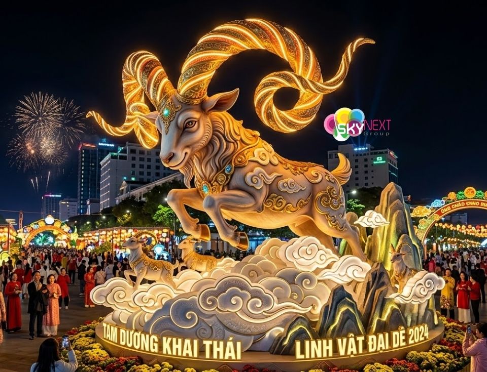 Linh vật dê tạo hình đèn LED