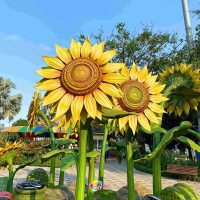Mo hinh mascot hoa huong duong composite trang tri 3