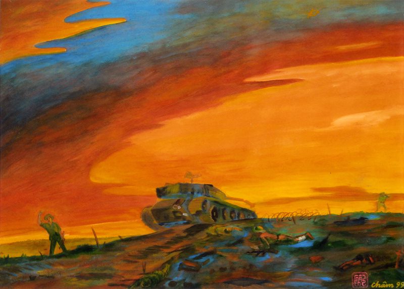 Vũ Hoàng Châm - Sau trận đánh - Màu bột (76cm x 56cm) 1999