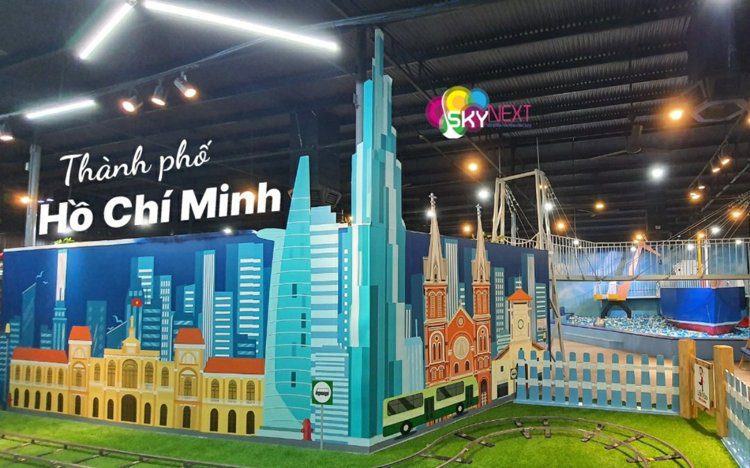 Sơ đồ phân khu khu vui chơi trong nhà với soft-play, phòng sinh nhật và quầy F&B