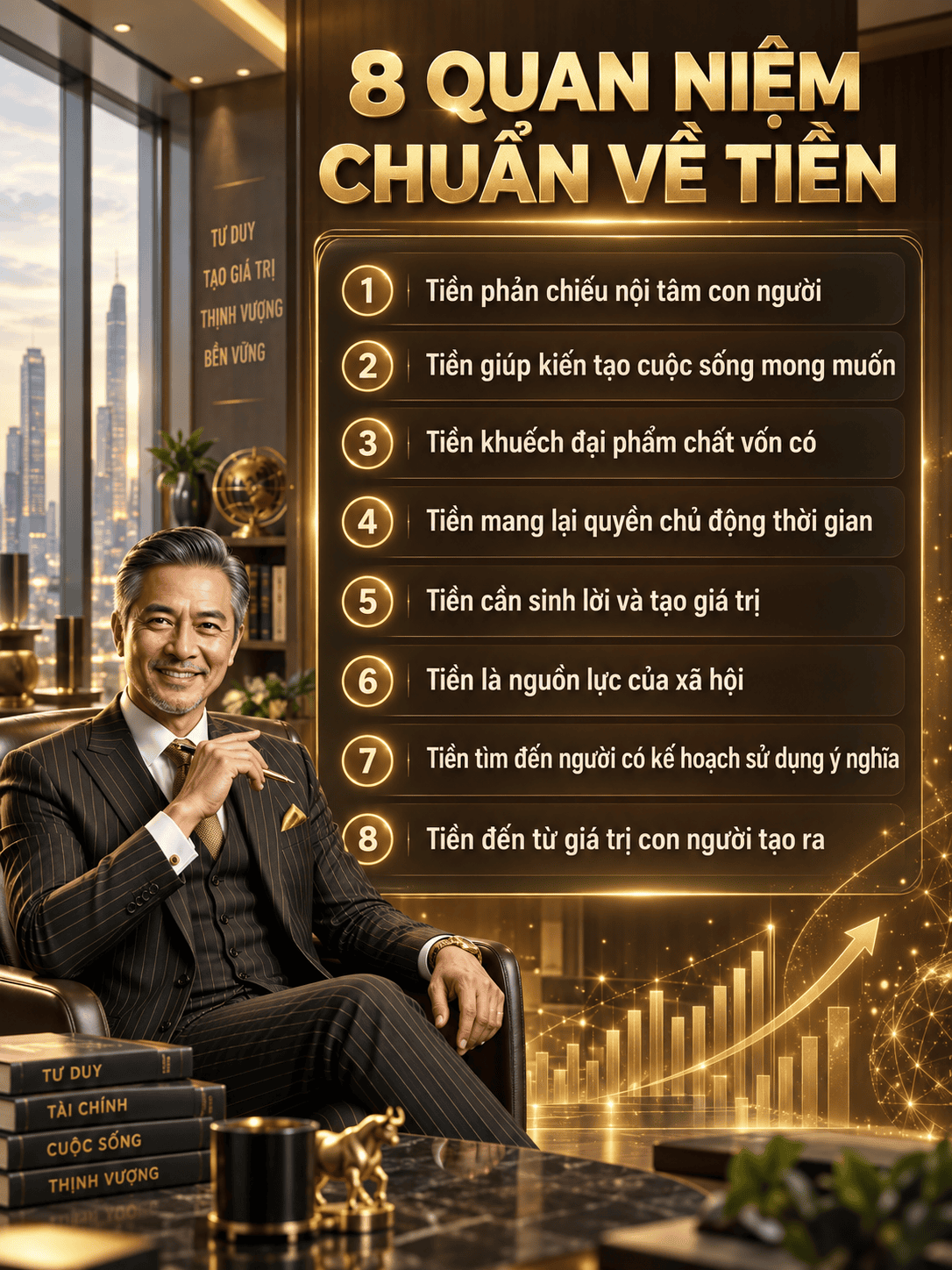 8 Quan Niệm Chuẩn Về Tiền, chìa khóa kiến tạo sự thinh vượng 1 bức tranh toàn diện về 8 quan niệm này cùng những câu chuyện thực tiễn minh họa