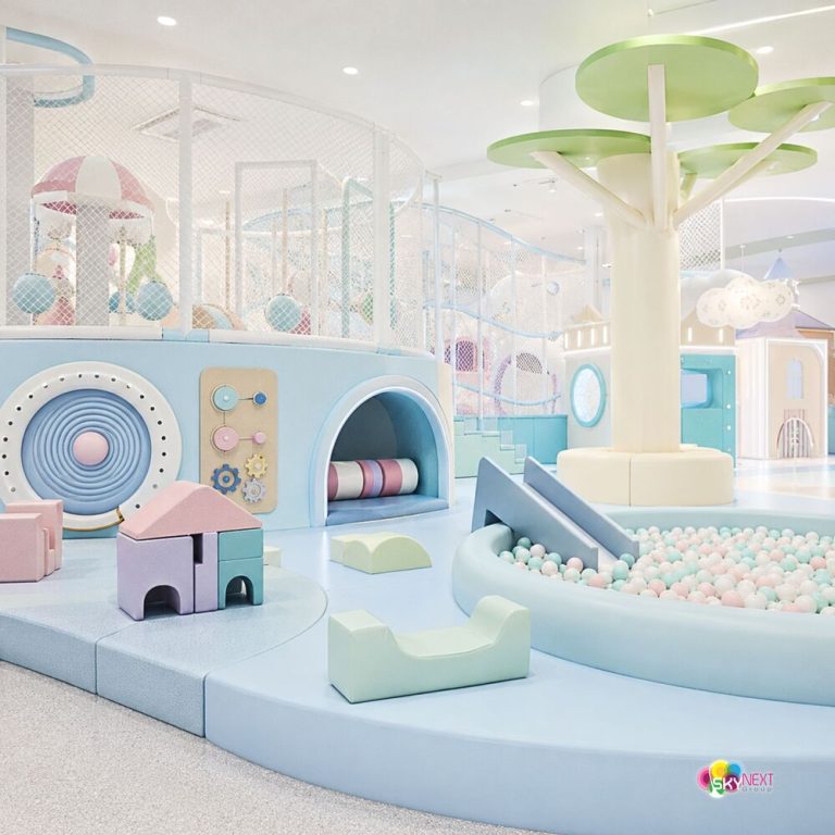 Mẫu thiết kế khu vui chơi pastel kết hợp công nghệ tương tác