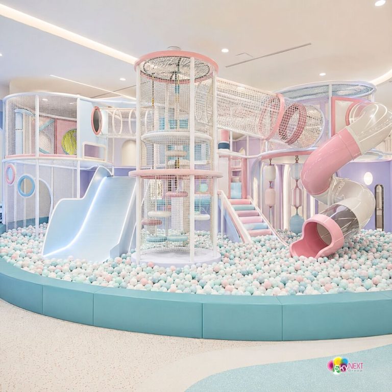 Mẫu thiết kế khu vui chơi pastel kết hợp công nghệ tương tác