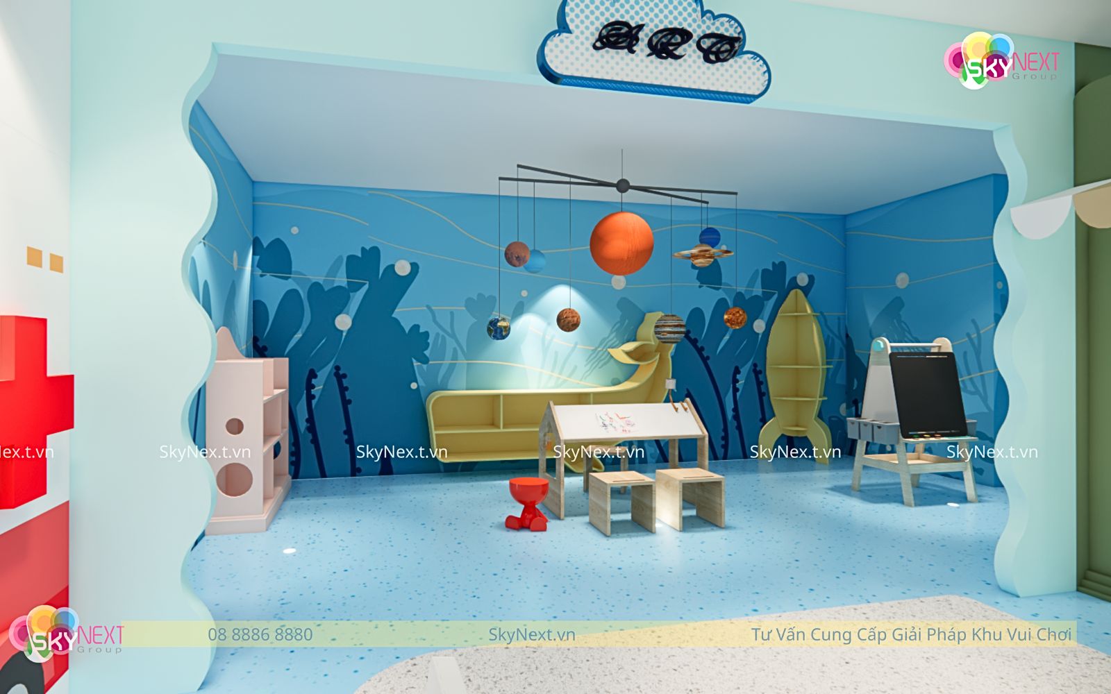 Công Trình Khu Vui Chơi Big Blue Cafe Kids 200m2 Tại Đắk Lắk 9 Phối cảnh 3D khu vui chơi Big Blue Cafe Kids