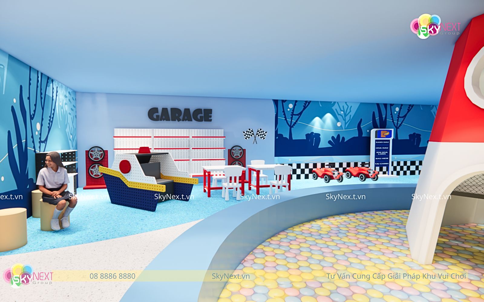 Công Trình Khu Vui Chơi Big Blue Cafe Kids 200m2 Tại Đắk Lắk 7 Phối cảnh 3D khu vui chơi Big Blue Cafe Kids