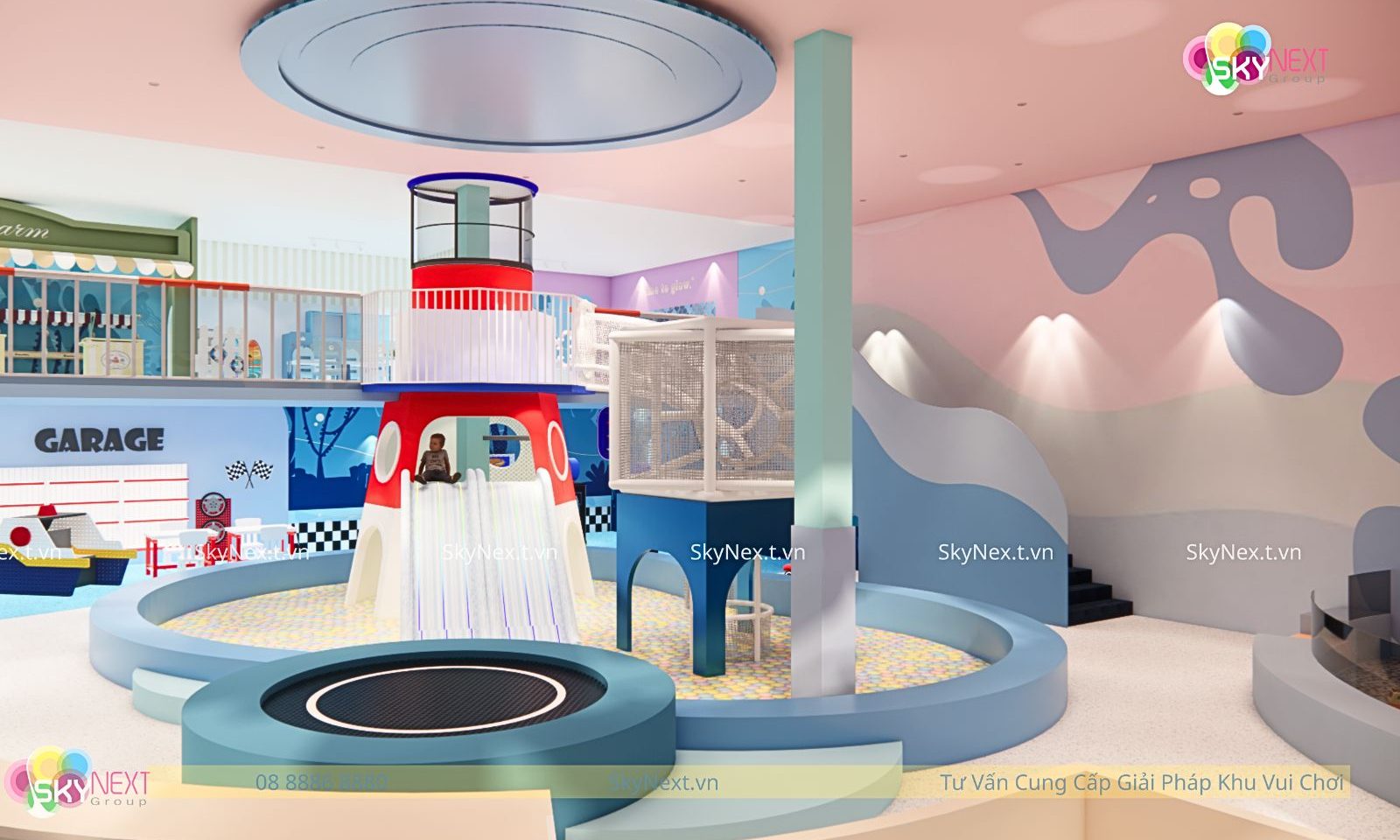 Phối cảnh 3D khu vui chơi Big Blue Cafe Kids