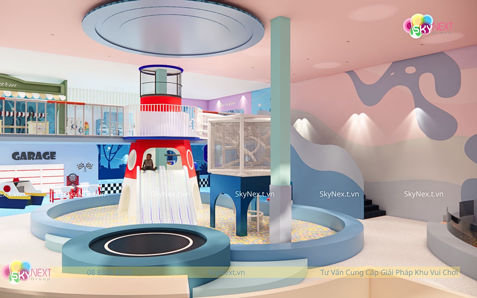 Công Trình Khu Vui Chơi Big Blue Cafe Kids 200m2 Tại Đắk Lắk 5 Phối cảnh 3D khu vui chơi Big Blue Cafe Kids