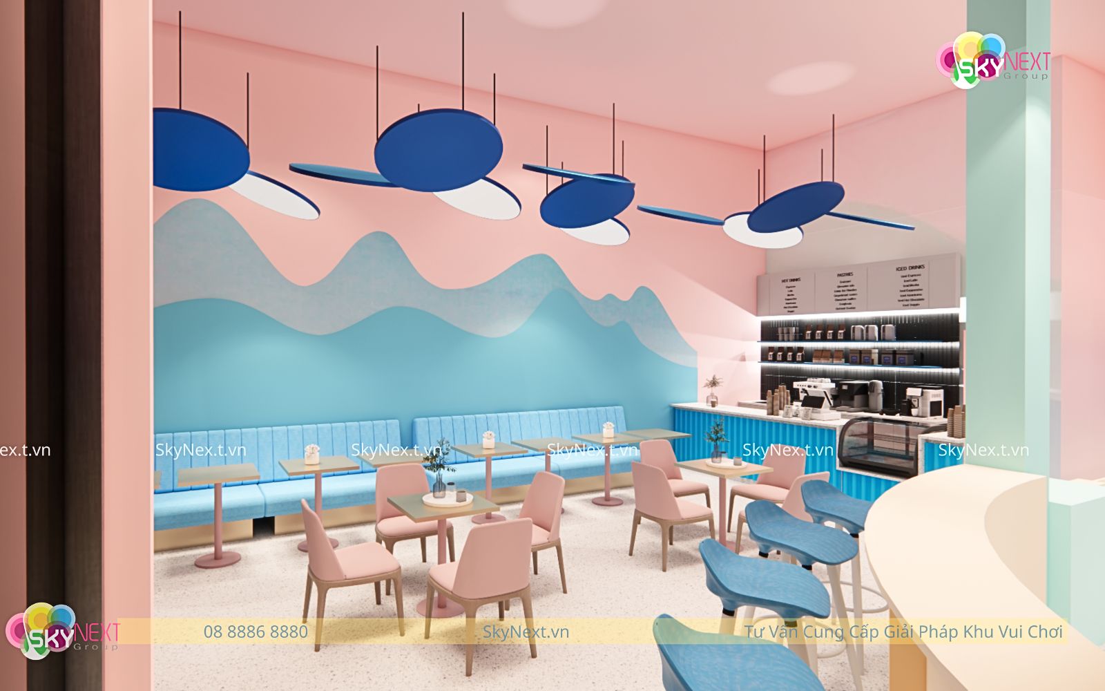 Công Trình Khu Vui Chơi Big Blue Cafe Kids 200m2 Tại Đắk Lắk 2 Phối cảnh 3D khu vui chơi Big Blue Cafe Kids